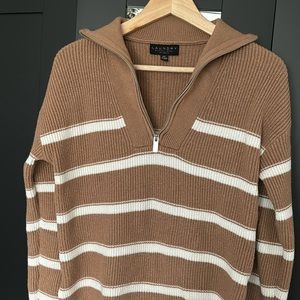 Laundry by Shelli Segal Los Angeles women’s sweater tan camel stripes white XS
